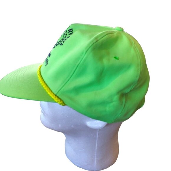 Retro 90s Neon Green Trucker Rope Hat Cap Snapback Sunshine RV Park Michigan Sum - Picture 3 of 10